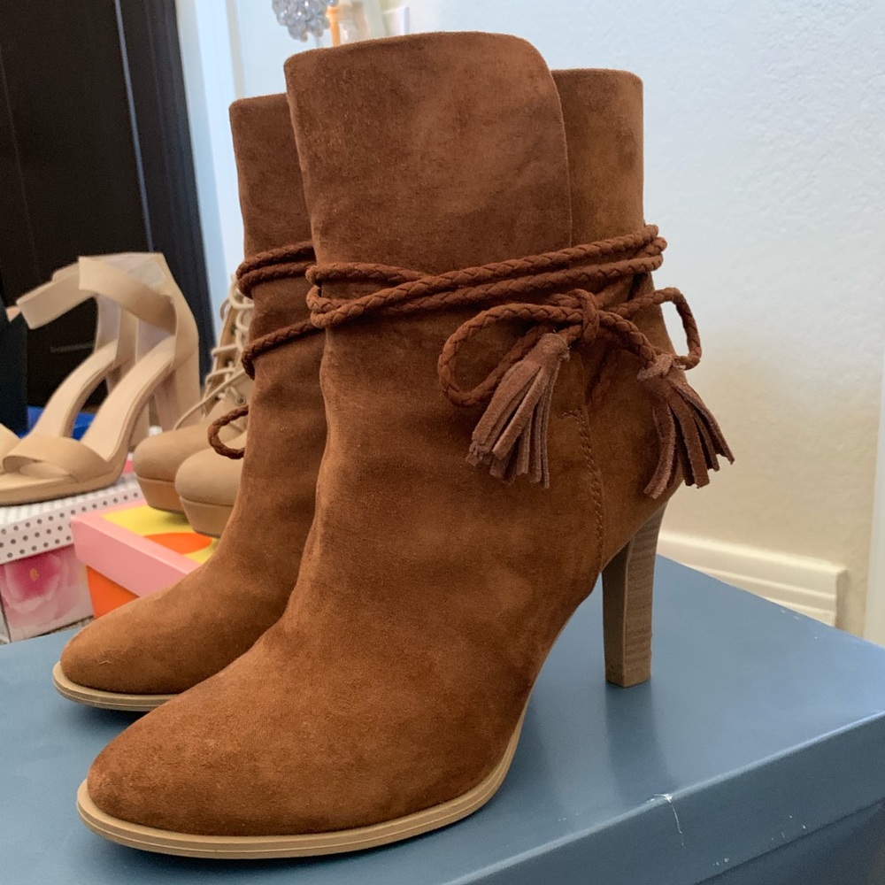 Tan heel booties